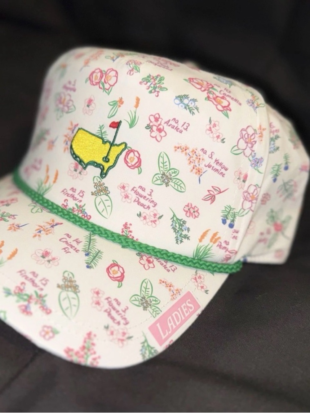 2026 Masters Embroidered Yellow Green Golf Logo Floral Cap - Picture 2 of 3